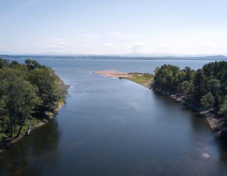 The aerial view of Noblewood Park's distinctive coastline.