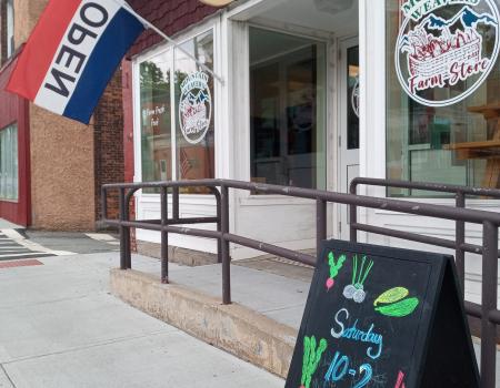 Storefront with open flag