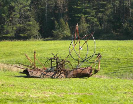 A metal sculpture on a lawn
