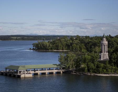 A lighthouse and dock/pavilion