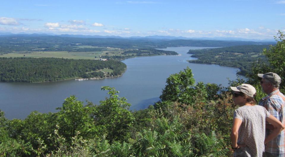 A winding portion of the lake as seen from above.