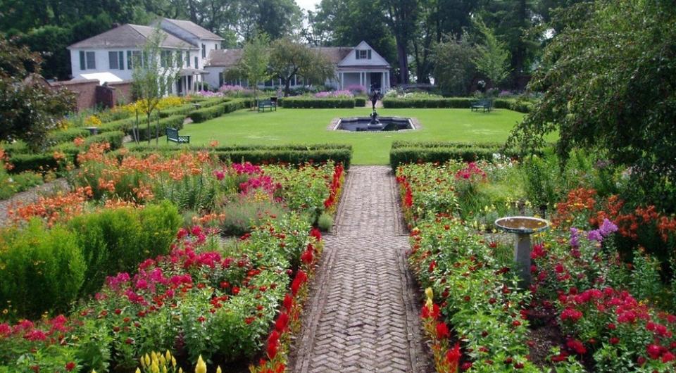 A symmetrical garden at Fort Ticonderoga.