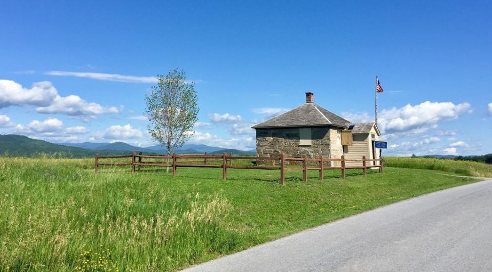 An old school house near the road