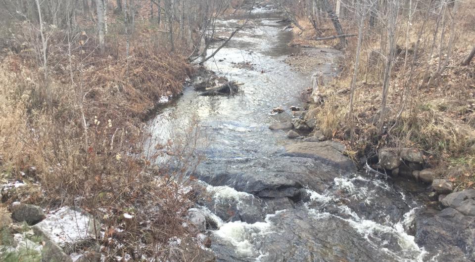 Mill Brook runs alongside the road during the first half of the route.