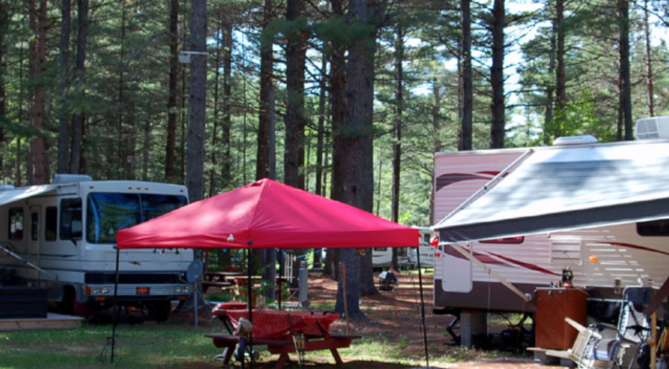 RVs and Canopies set up