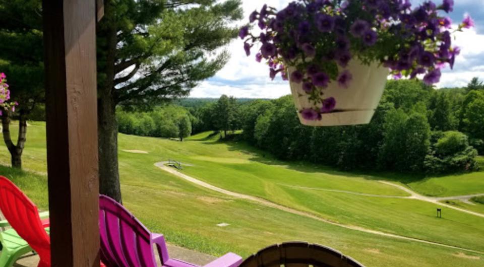 Overlooking the greens from clubhouse porch