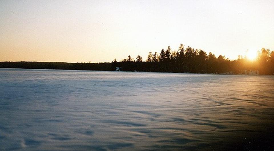 Lake Champlain iced over.