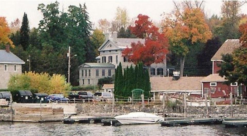 A small town seen from the lake