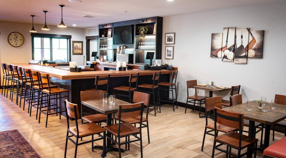 Bar and seating at The Taproom 