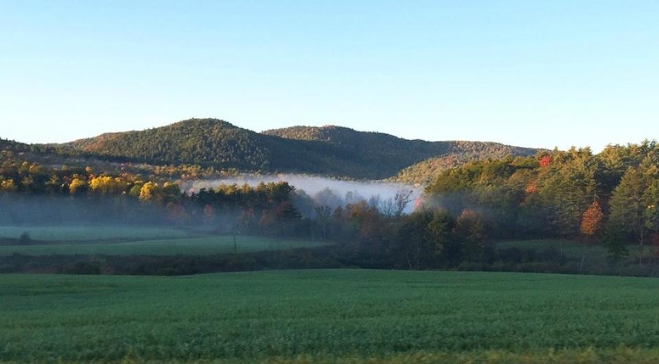 Enjoy this view of the foothills of the Adirondacks with scenic ponds.