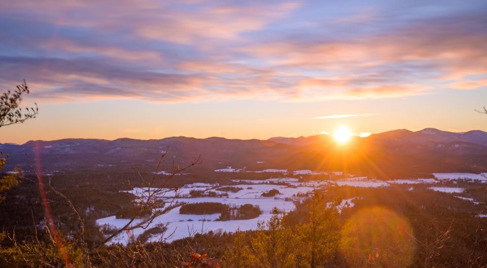 A summit sunset in the winter