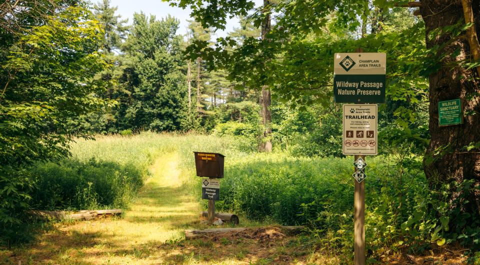 A trailhead register and signage