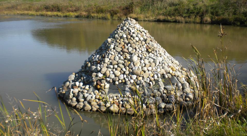 A curated conical stack of rocks