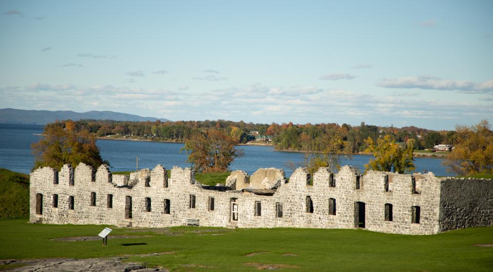 This historic site&#44; on the shores of Lake Champlain&#44; is all that remains of Fort St. Frederic.