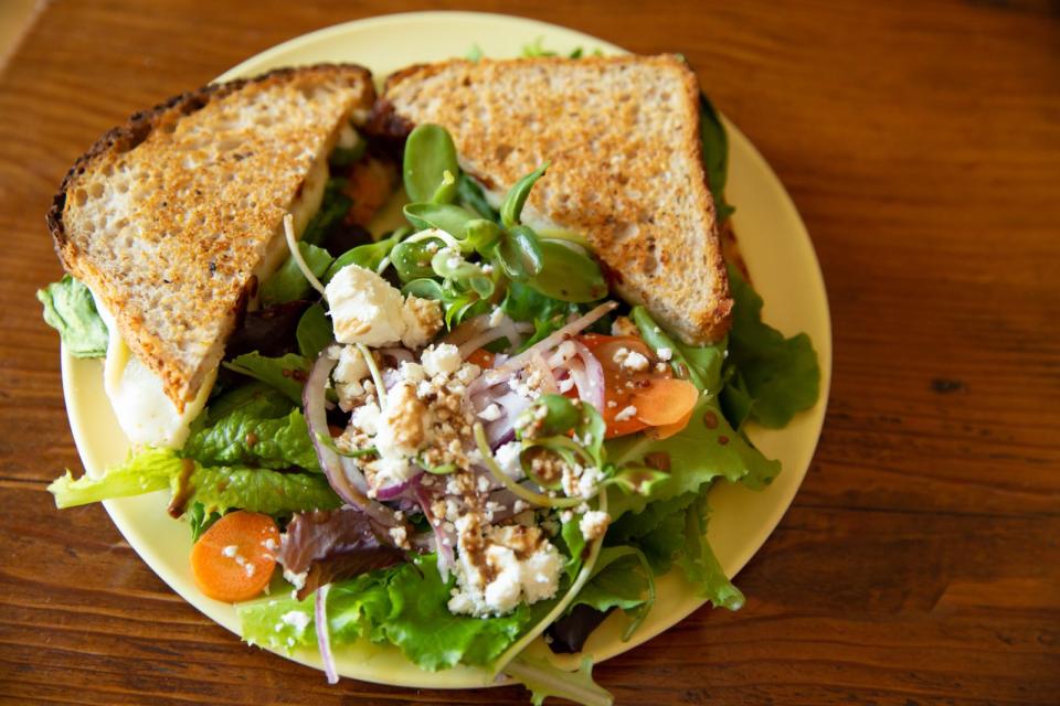 Close up view of a sandwich at Dogwood Bread Company.