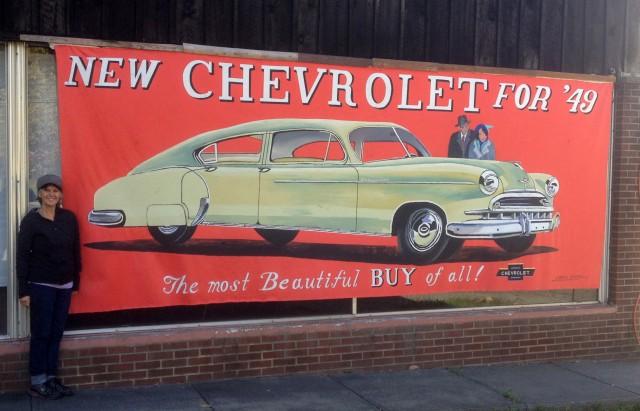 Artist Linda Smyth at former Chevy dealer