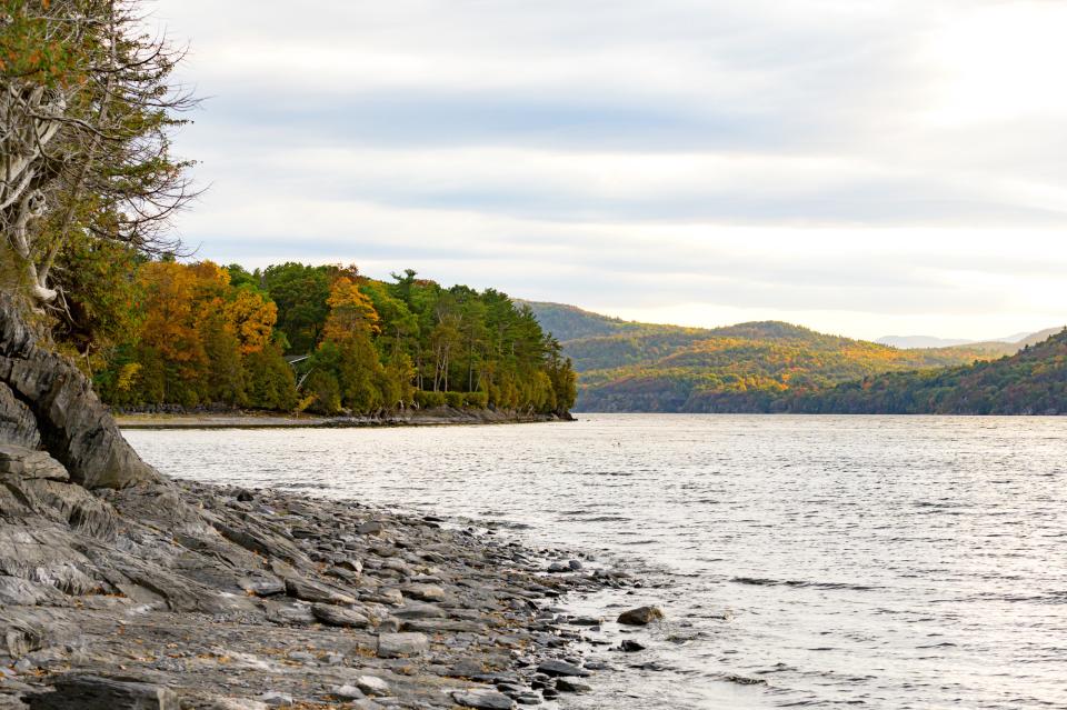 lake Champlain shoreline in fall