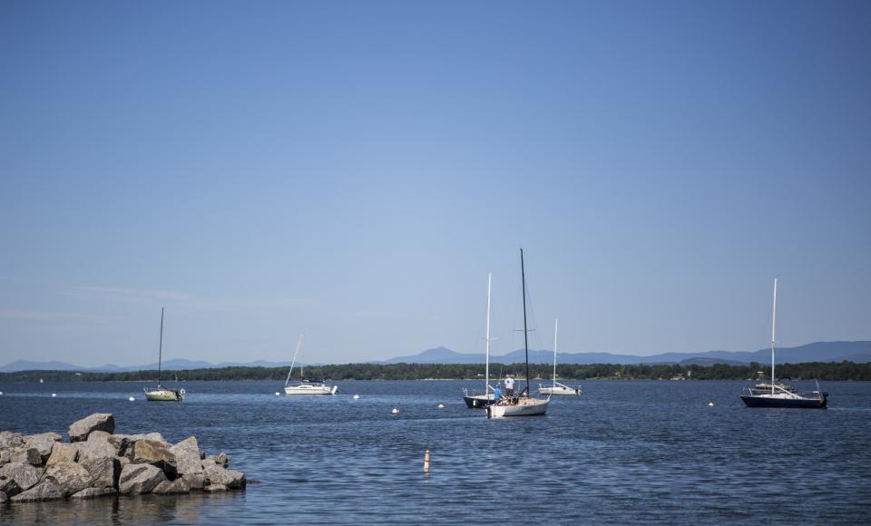 Sailboats on Lake Champlain