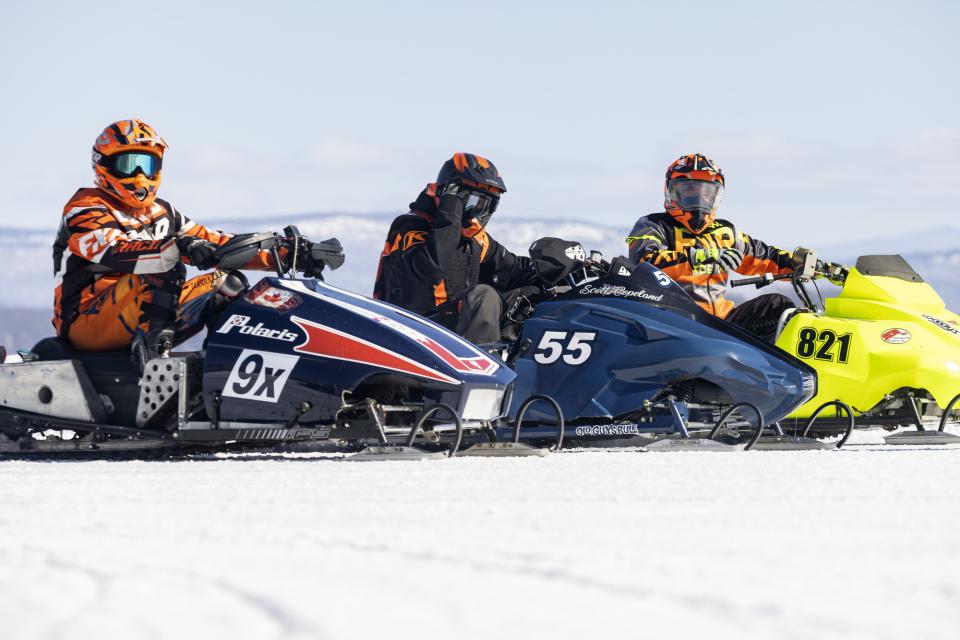 Racers line up at the start line