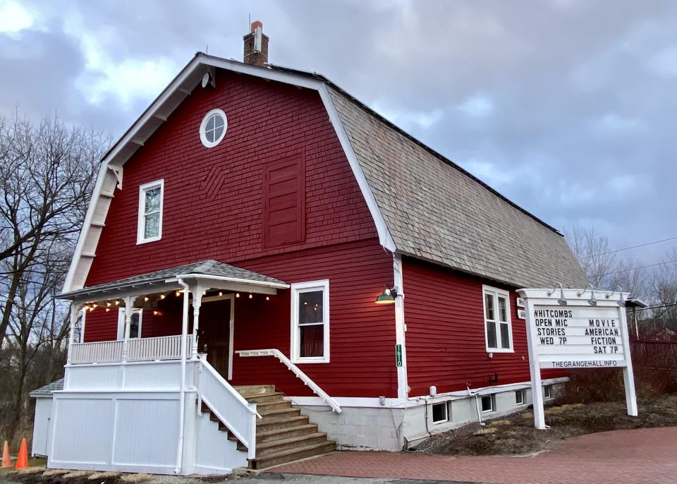 A view of the Whallonsburg Grange Hall in Whallonsburg NY on an early spring evening