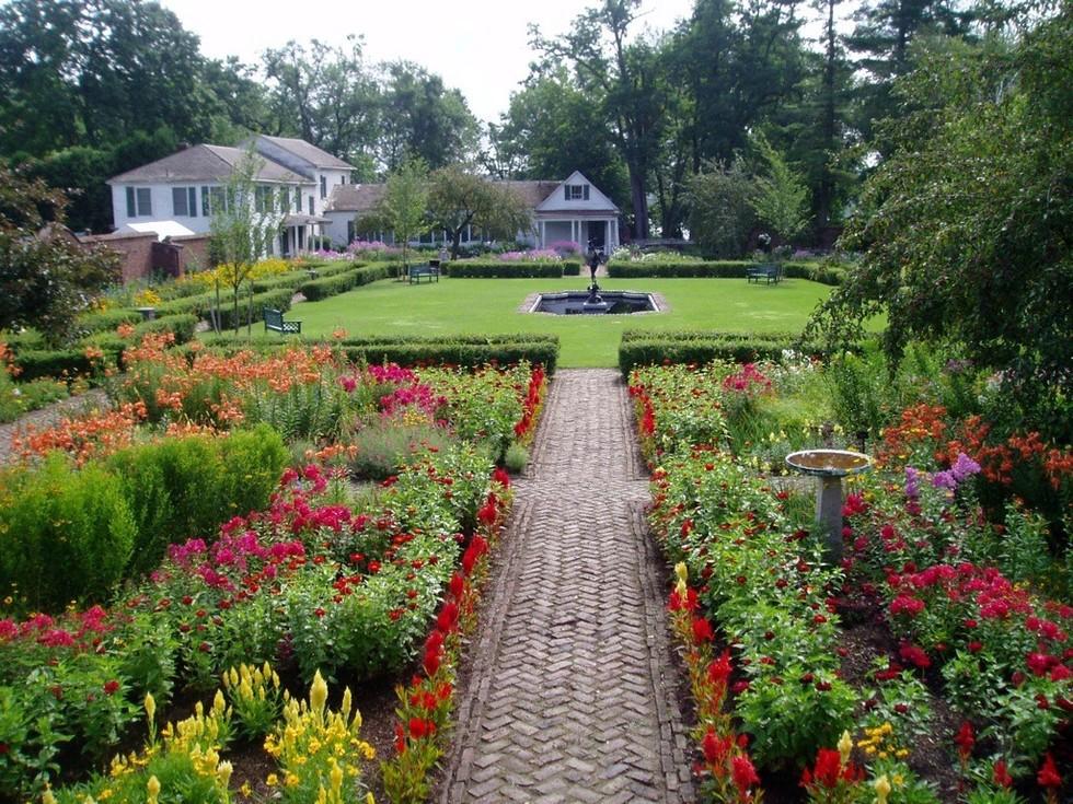 A symmetrical garden at Fort Ticonderoga.