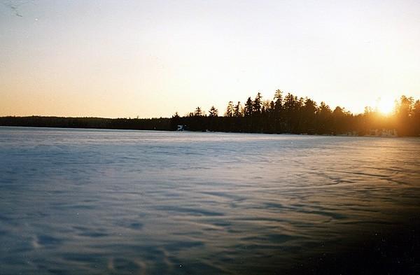 Lake Champlain iced over.